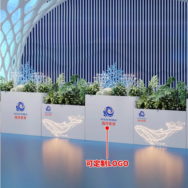 不锈钢长方形花盆景观街区艺术花箱 不锈钢长方形花盆景观街区艺术花箱