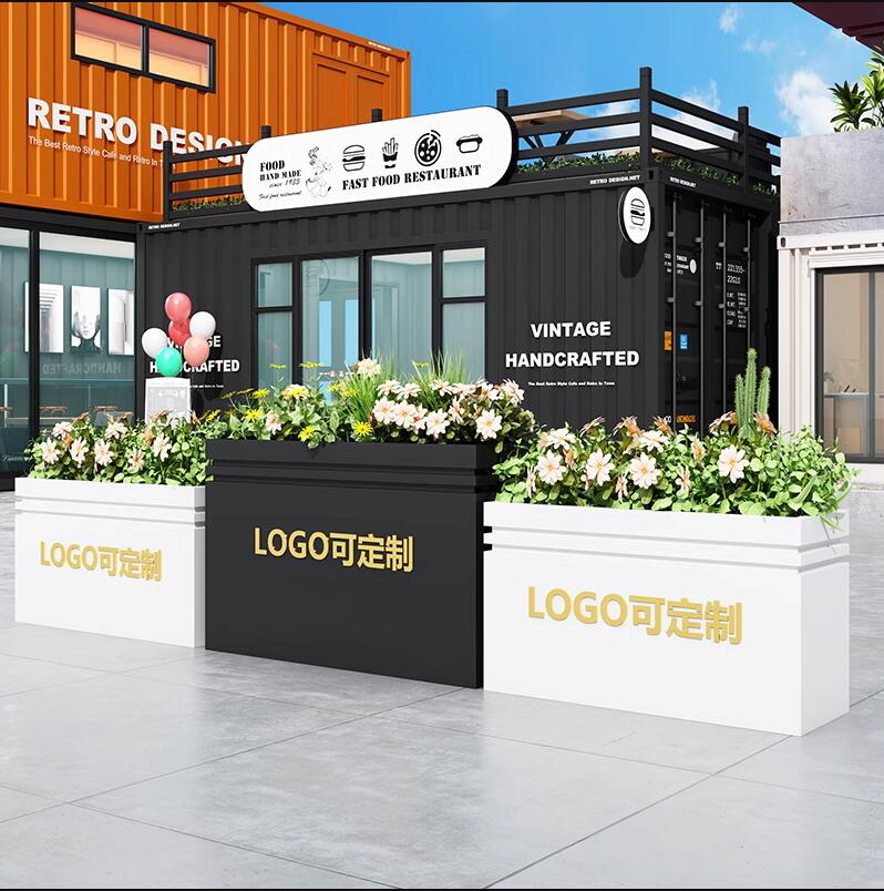 不锈钢长方形花箱街区广场景观市政艺术花盆 不锈钢长方形花箱街区广场景观市政艺术花盆