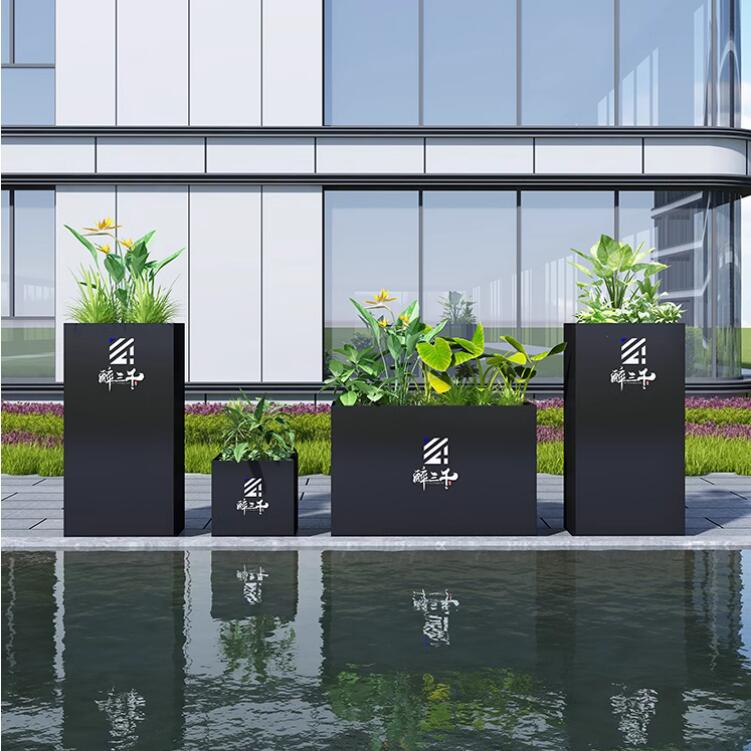 不锈钢户外景观花盆长条形市政花箱 不锈钢户外景观花盆长条形市政花箱