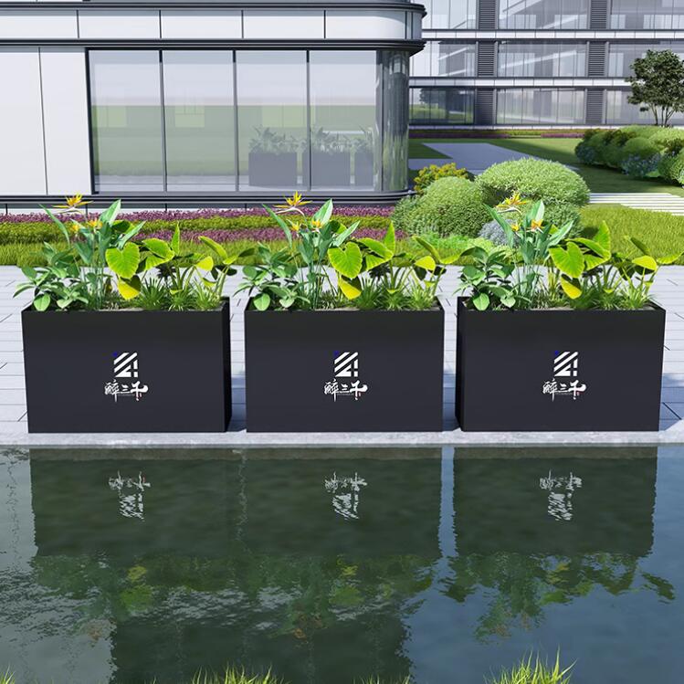 不锈钢户外景观花盆长条形市政花箱 不锈钢户外景观花盆长条形市政花箱