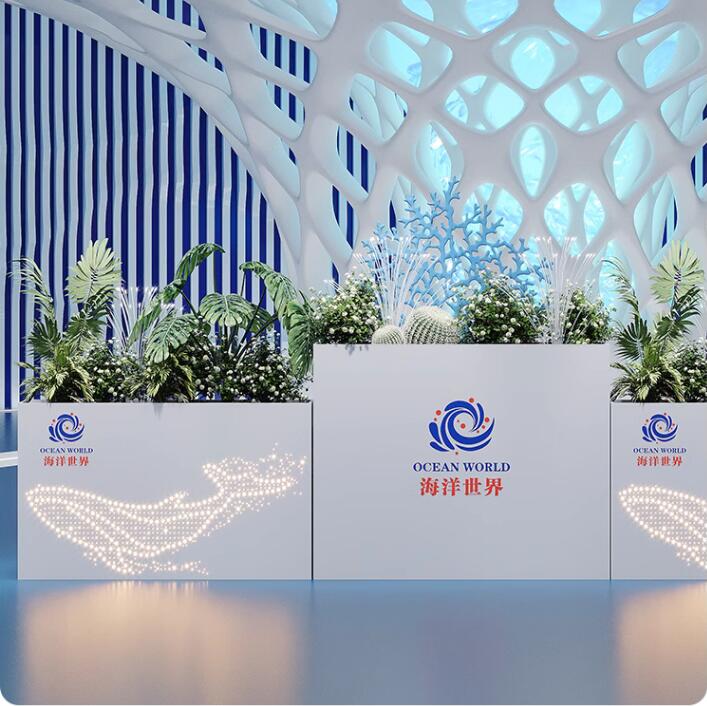 不锈钢长方形花盆景观街区艺术花箱 不锈钢长方形花盆景观街区艺术花箱