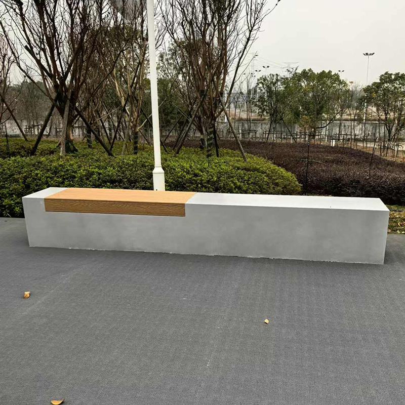 GRC混凝土木面长条坐凳UHPC户外座椅 GRC混凝土木面长条坐凳UHPC户外座椅